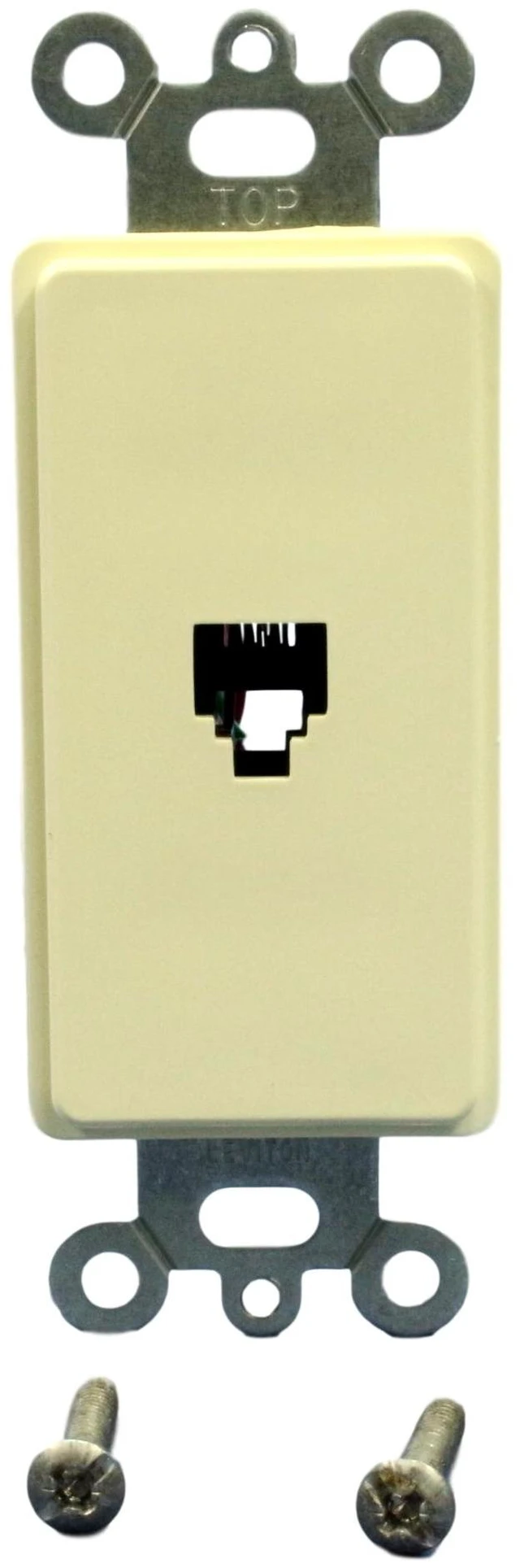 Main image of Leviton 40649-A Telephone Jack Insert Adapter for Decora Wall Plate, 4-Conductor 6-Position, Almond