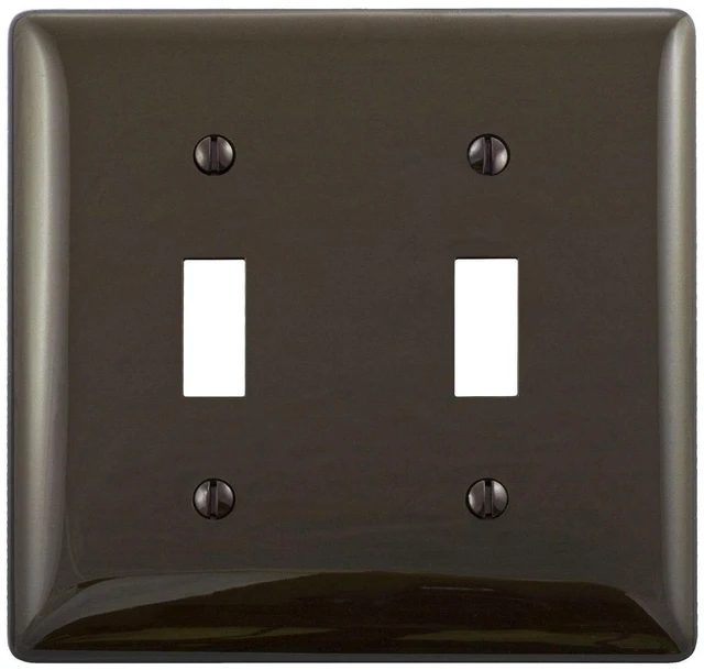 Main image of Hubbell Wiring Brown NPJ2 2-Gang Mid-Size Toggle Switch Wallplate Cover
