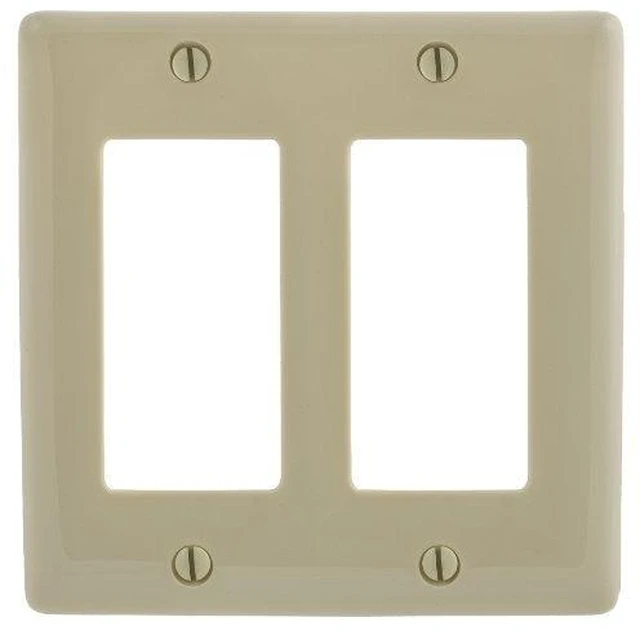 Main image of Hubbell NP262I Ivory Mid-Size Nylon Two Gang Decorator Wall Plate