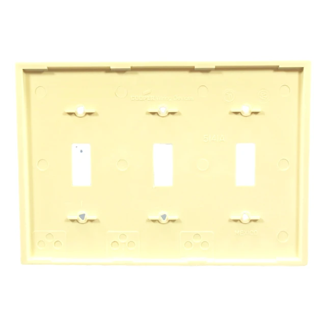 Alt view image 2 of 2 - Cooper Light Almond Unbreakable 3-Gang Switch Cover Wall Plate Nylon Switchplate 5141LA