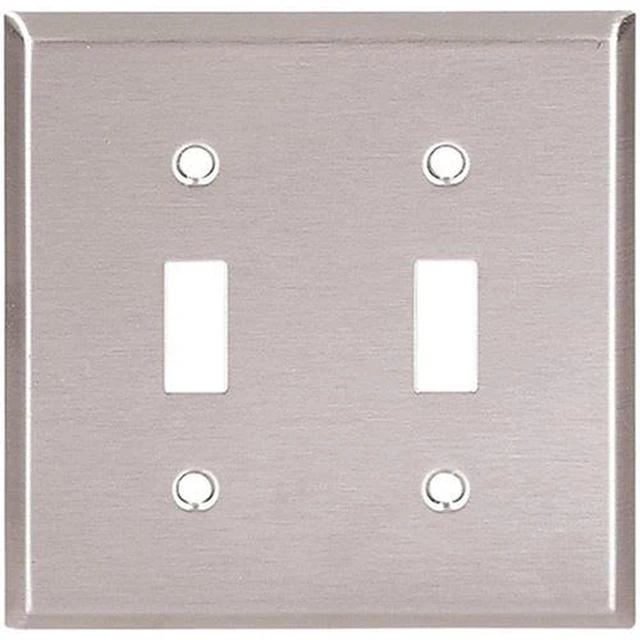 Main image of Cooper 93072 Stainless Steel Two Gang Toggle Light Switch Wall Plate