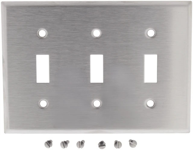 Main image of Cooper 93073 Stainless Steel Three Gang Toggle Light Switch Wall Plate