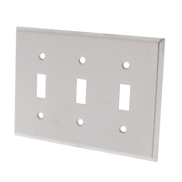 Alt view image 2 of 3 - Cooper 93073 Stainless Steel Three Gang Toggle Light Switch Wall Plate