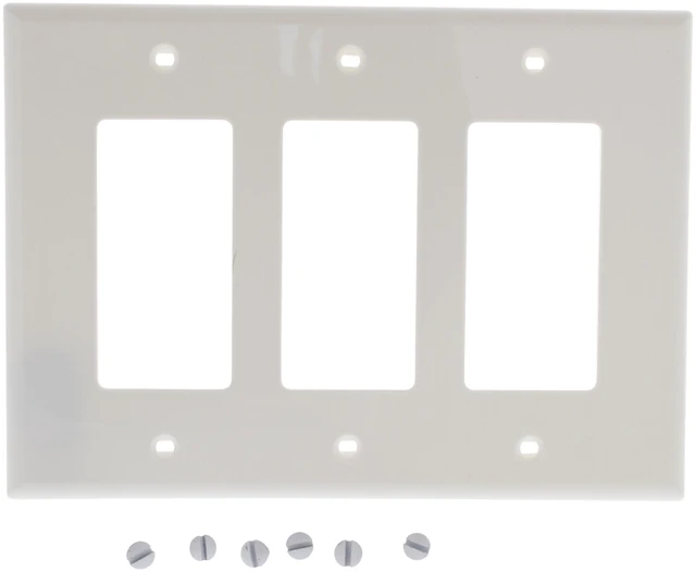 Main image of Leviton 3-Gang Decora GFCI Rocker Switch Wall Plate, Unbreakable Thermoplastic, Midway Size, PJ263-W, White