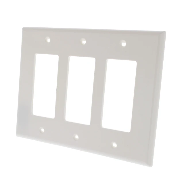 Alt view image 2 of 3 - Leviton 3-Gang Decora GFCI Rocker Switch Wall Plate, Unbreakable Thermoplastic, Midway Size, PJ263-W, White