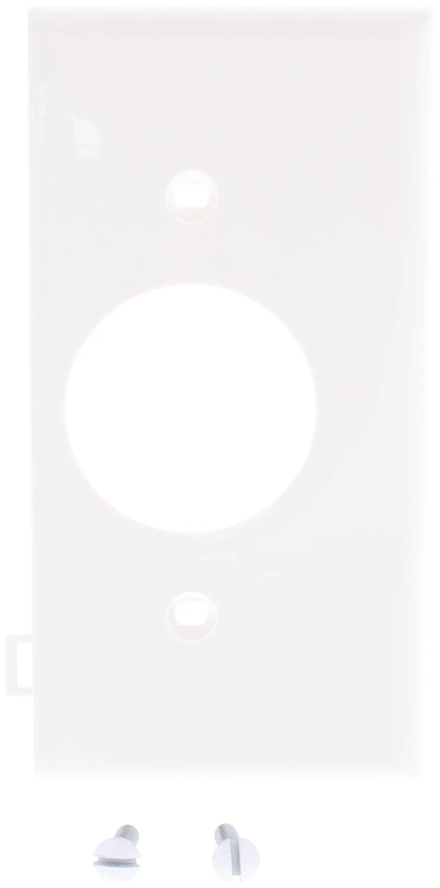 Main image of Leviton 1-Gang Single Outlet Receptacle Sectional Wall Plate, 1.406 Inch Diameter Opening, Unbreakable Thermoplastic Nylon, Device Mount, End Panel, PSE7-W, White