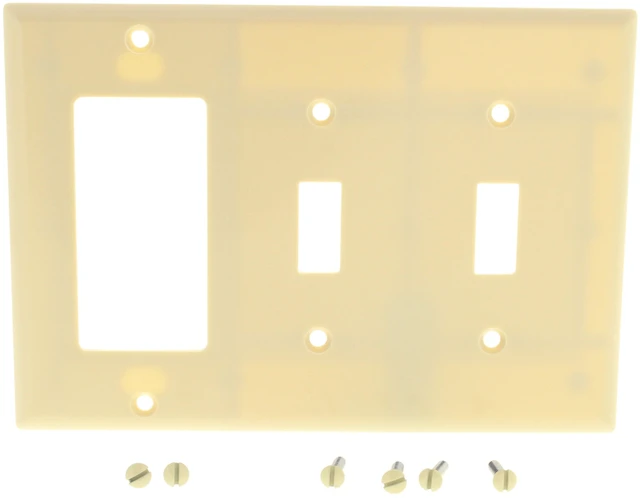 Main image of Cooper 2173V Ivory Three Gang Combination WallPlate, 2-Toggle 1-Decorator Opening
