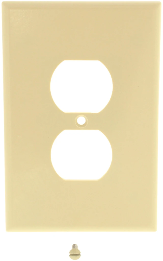 Main image of Leviton 86103 Ivory Oversize Single Gang Duplex Receptacle Wall Plate