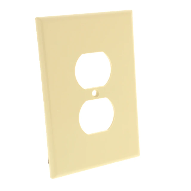 Alt view image 2 of 3 - Leviton 86103 Ivory Oversize Single Gang Duplex Receptacle Wall Plate
