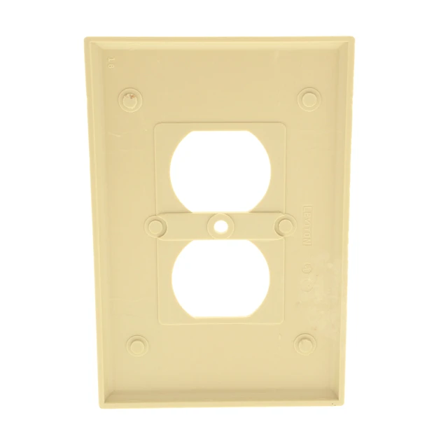 Alt view image 3 of 3 - Leviton 86103 Ivory Oversize Single Gang Duplex Receptacle Wall Plate