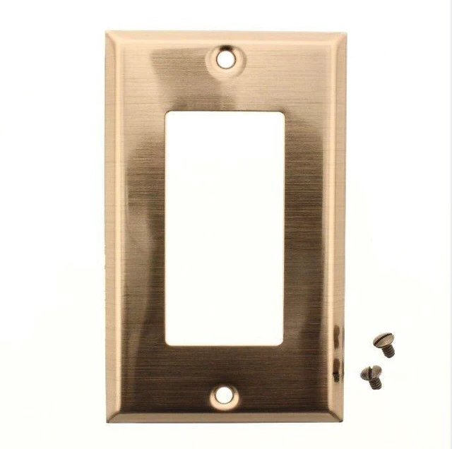 Main image of Creative Accents by Jackson Deerfield 9AB117 1-Gang Decorator GFCI Rocker Switch Wall Plate, Standard Size, Steel w/ Brushed Satin Antique Brass Plated Finish