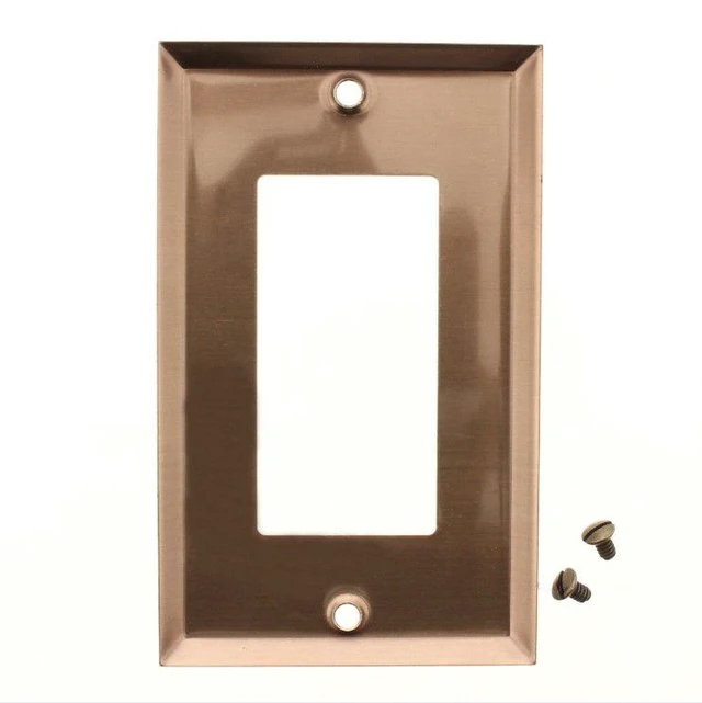Alt view image 2 of 2 - Creative Accents by Jackson Deerfield 9AB117 1-Gang Decorator GFCI Rocker Switch Wall Plate, Standard Size, Steel w/ Brushed Satin Antique Brass Plated Finish