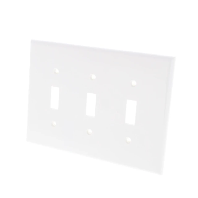 Alt view image 2 of 3 - Leviton 3-Gang Toggle Switch Wall Plate, Midway Size Cover, Unbreakable Thermoplastic, PJ3-W, White