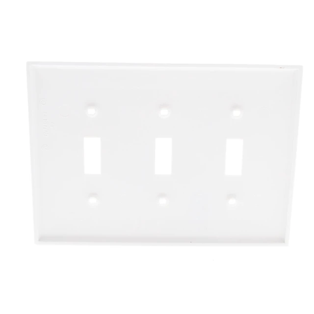 Alt view image 3 of 3 - Leviton 3-Gang Toggle Switch Wall Plate, Midway Size Cover, Unbreakable Thermoplastic, PJ3-W, White