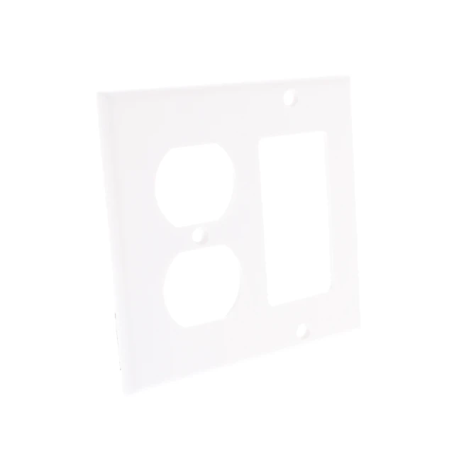 Alt view image 2 of 3 - Leviton 80455-W White Two Gang Combination Toggle Switch Decora Wall Plate