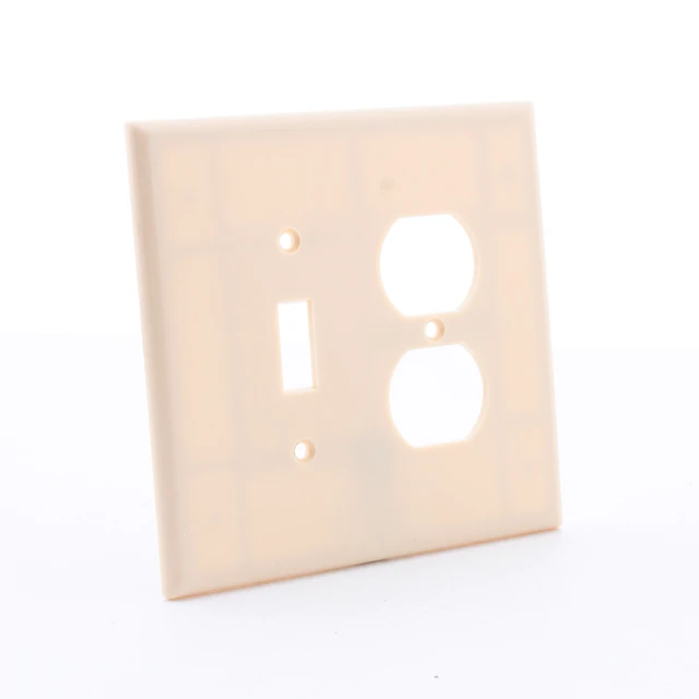 Alt view image 2 of 3 - Leviton 86105 Ivory Oversize Two Gang Combination Toggle Switch Duplex Receptacle Wall Plate