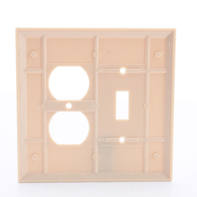 Alt view image 3 of 3 - Leviton 86105 Ivory Oversize Two Gang Combination Toggle Switch Duplex Receptacle Wall Plate