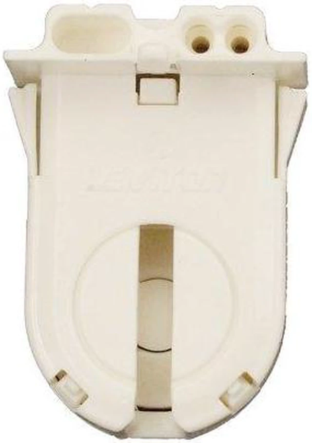 Main image of Leviton 23653-WP Medium Bi-Pin T8 T12 Shunted Snap-In Slide-On Fluorescent Lampholder