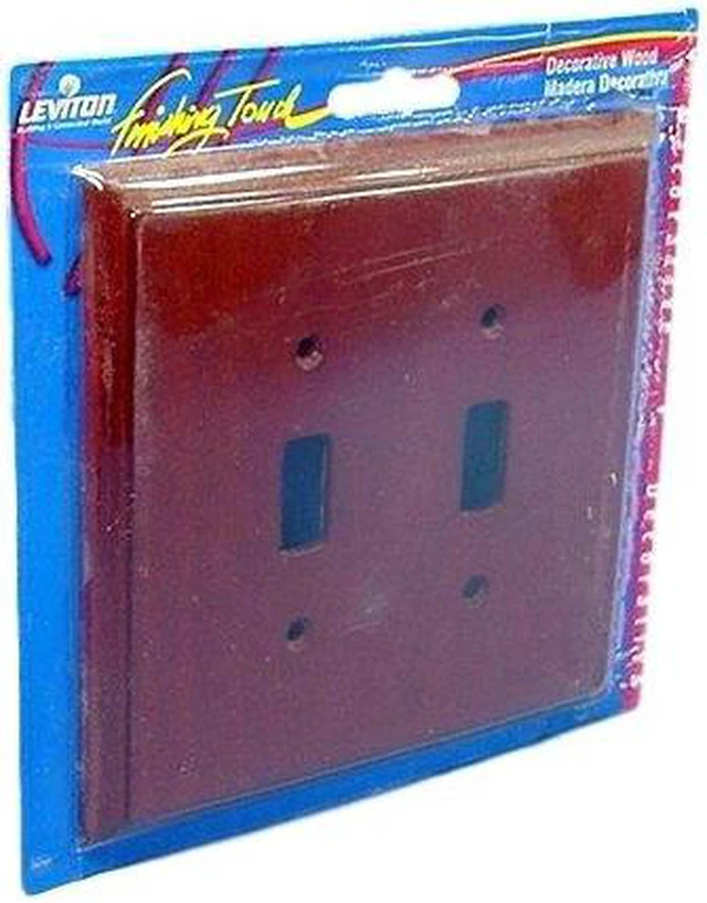 Alt view image 4 of 7 - Leviton Cherry Wood Finish 2-Gang Toggle Switch Cover Wallplate 89209-CHR