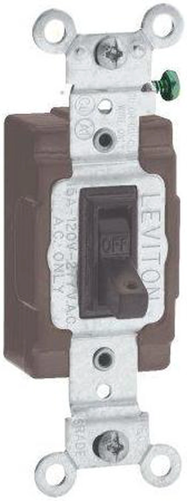 Main image of Leviton 5501-8 Brown Commercial Grade Single Pole Hospital Call Toggle Switch 15A