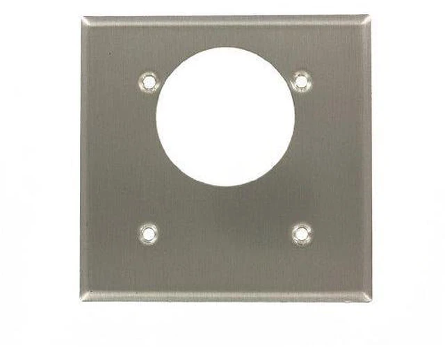 Main image of Leviton 84022 2-Gang Flush Mount 2.15-Inch Diameter, Offset Device Receptacle Wallplate, Device Mount, Aluminum