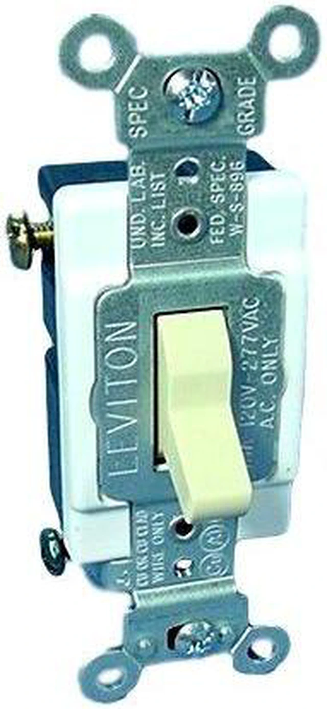 Main image of Leviton 5503-2I Ivory Commercial Grade Three Way Toggle Light Switch 15A