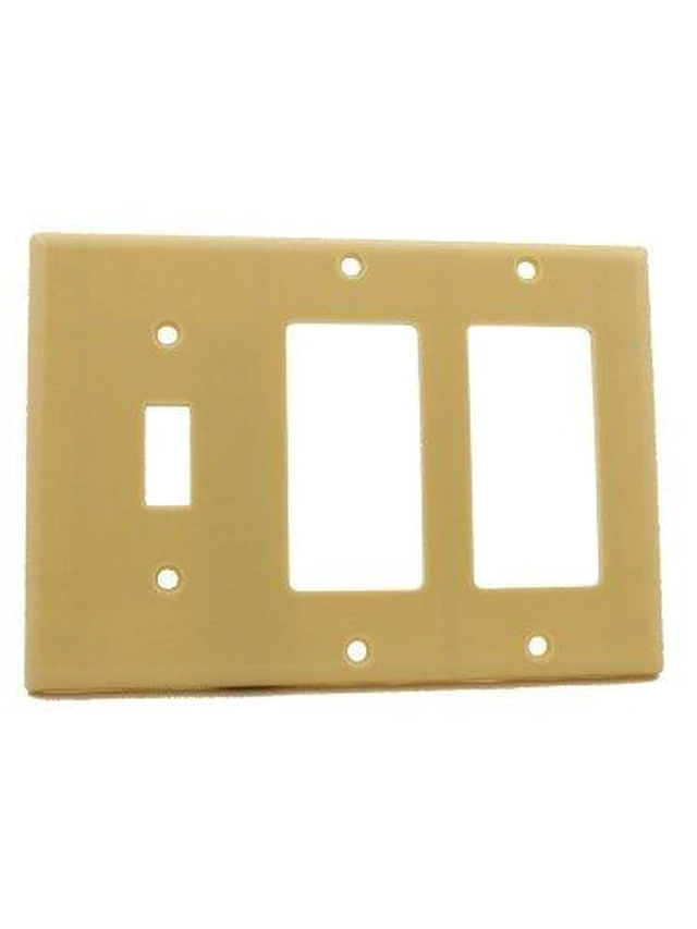 Alt view image 2 of 2 - Leviton 80431-I Two Decora/One Toggle-Style Combination Wall Plate, Ivory