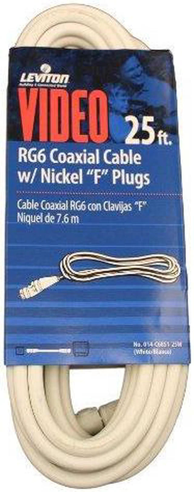 Alt view image 3 of 3 - Leviton 014-C6851-25W 25-Foot White RG6 Coax Cable