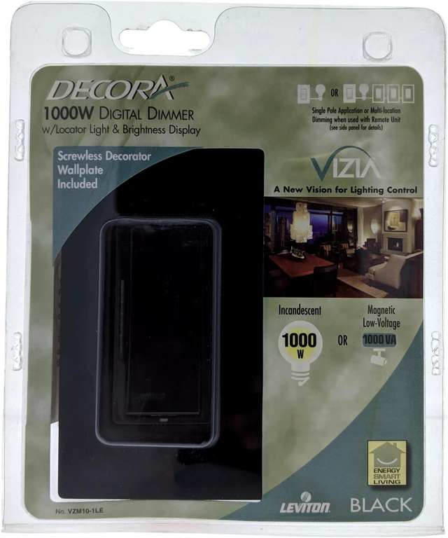 Main image of Leviton Black Vizia Low Voltage Dimmer Switch VZM10-1LE