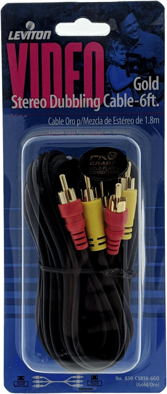 Alt view image 2 of 6 - C5856-6GO 6 Ft Video Stereo Audio RCA GOLD Dubbing Coax Composite Cable