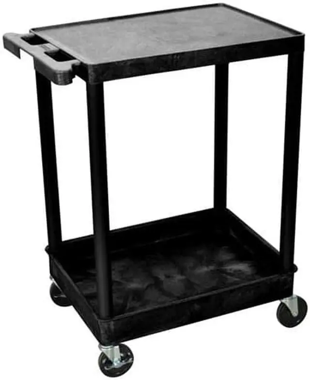 Alt view image 2 of 9 - Luxor STC21-B - Flat Top and Tub Bottom Shelf Cart