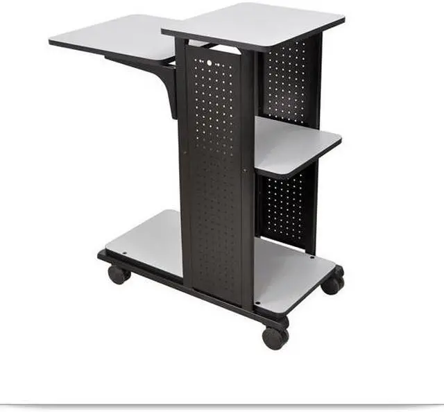 Alt view image 4 of 8 - H.Wilson Grey/Black 4-Shelf Mobile Presentation Station