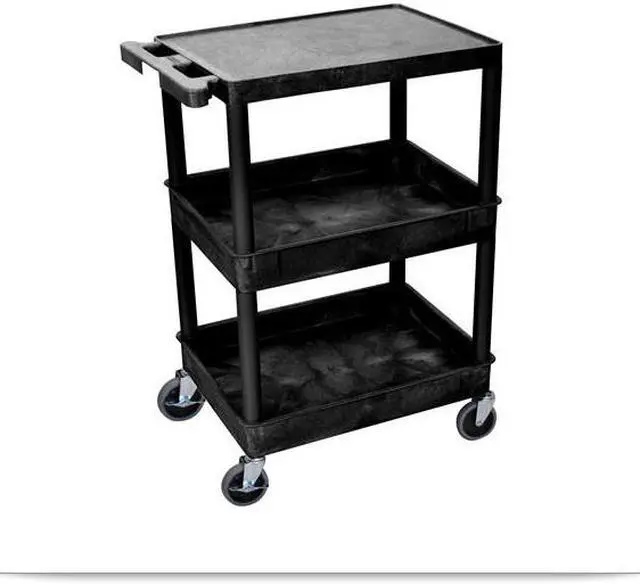 Alt view image 3 of 11 - Luxor STC211-B - Flat Top and Tub Middle/Bottom Shelf Cart