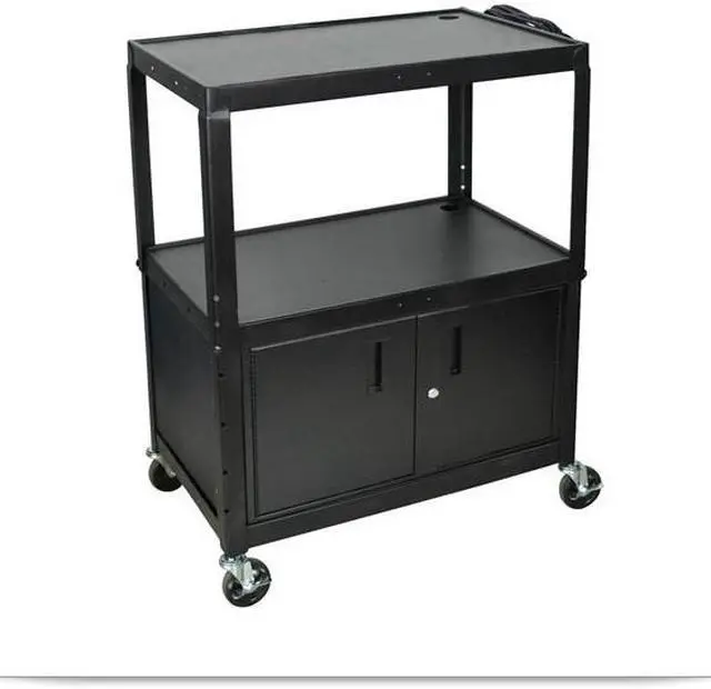 Main image of Luxor Adjustable Height Steel A/V Cart with Locking Cabinet