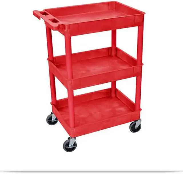 Alt view image 3 of 13 - Luxor Red 3 Tub Tall Utility Cart