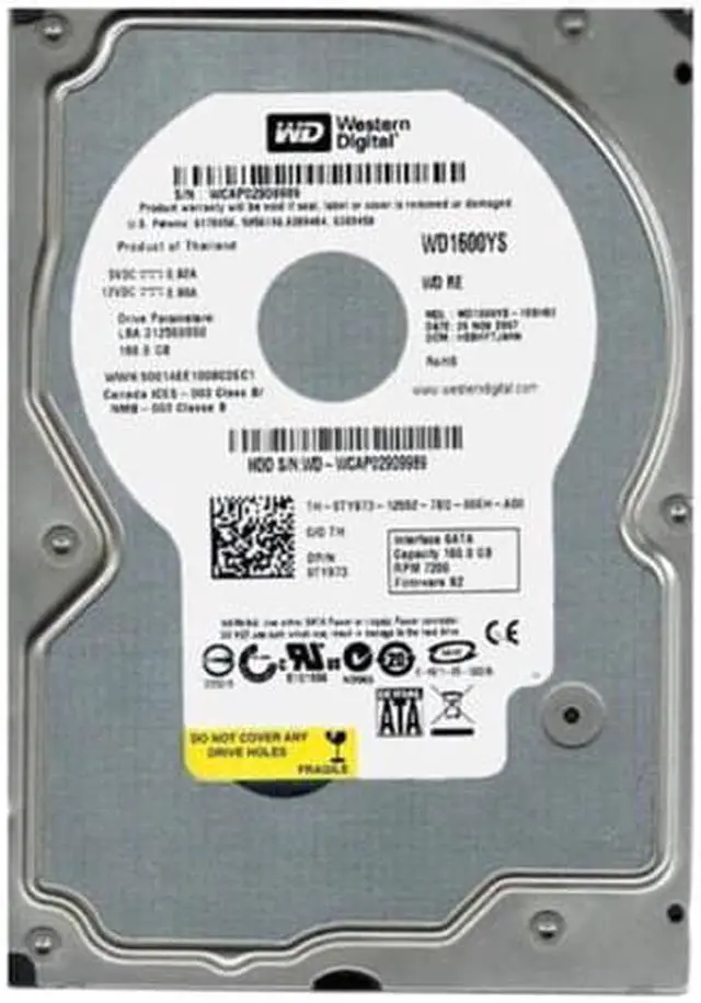 Alt view image 2 of 2 - WD1600YS-18SHB2 - Western Digital RE 160GB 7200RPM SATA 3Gb/s 16MB Cache 3.5-inch Hard Drive