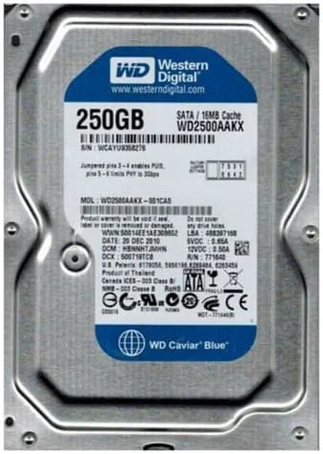 Alt view image 2 of 2 - WD2500AAKX-001CA0 - Western Digital Caviar Blue 250GB 7200RPM SATA 6Gb/s 16MB Cache 3.5-inch Hard Drive