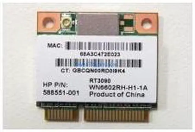 Main image of HP 588551-001 Lan Card Trembler  Half Mini Card 802.11B By G By N 1 X 1