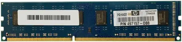 Alt view image 3 of 3 - HP 497157-B88 2Gb 1 X 2Gb 1333Mhz Pc310600 Cl9 Nonecc Unbuffered Ddr3 Sdram 240Pin Dimm Genuine