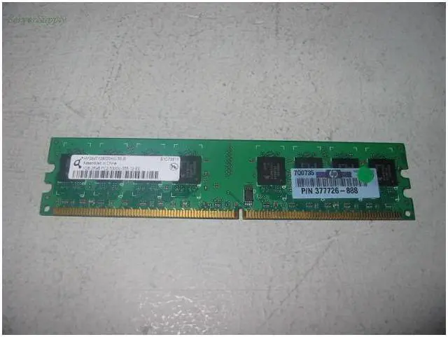 Alt view image 2 of 3 - HP 377726-888 1Gb 667Mhz Pc25300 Cl5 Nonecc Ddr2 Sdram Dimm Genuine