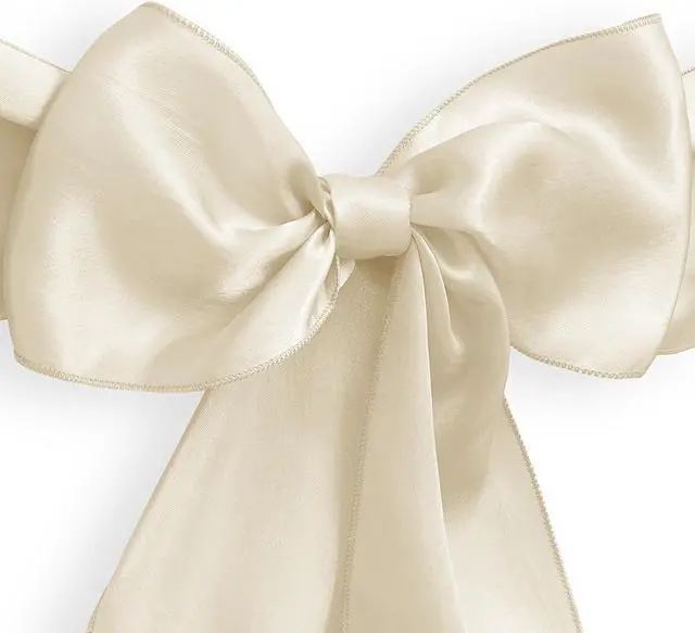 Alt view image 2 of 3 - Lann's Linens - 50 Elegant Satin Wedding/Party Chair Cover Sashes/Bows - Ribbon Tie Back Sash - Ivory