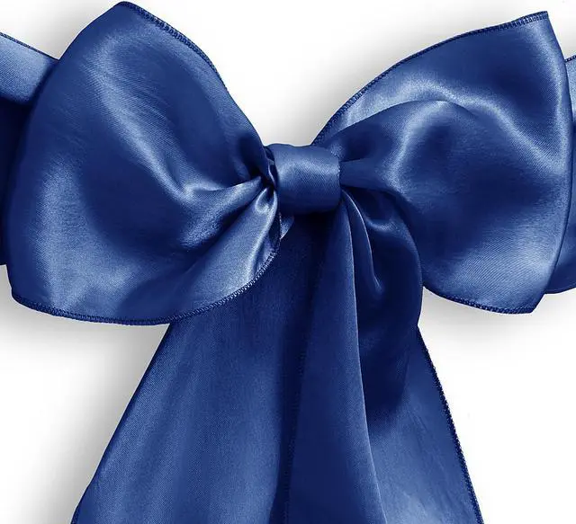 Alt view image 2 of 3 - Lann's Linens - 10 Elegant Satin Wedding/Party Chair Cover Sashes/Bows - Ribbon Tie Back Sash - Royal Blue