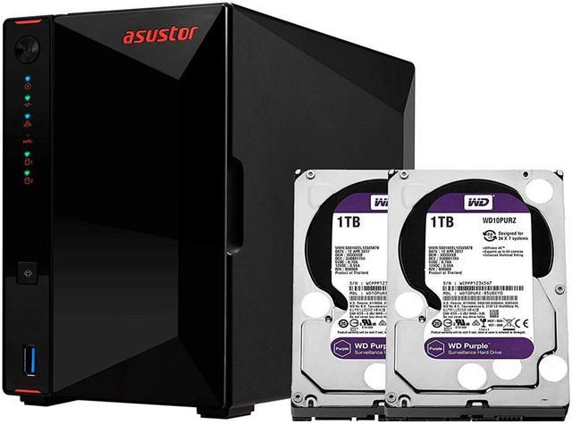 Asustor NAS AS5202T + 2TB WD Purple HDD (Two 1TB HDD Included) 