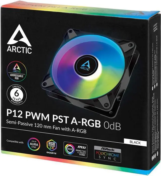 Alt view image 3 of 15 - ARCTIC ACFAN00231A P12 PWM PST A-RGB 0dB - 120 mm PWM case Fan Optimized for Static Pressure, case Fan, semi-Passive: 0-2000 RPM, 5V 3 pin ARGB LED, Single Fan - Black