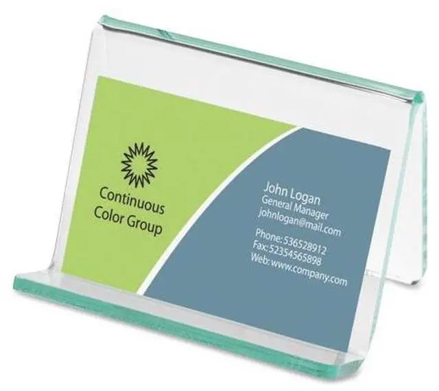 Alt view image 2 of 19 - Lorell Business Card Holder 3-1/4"x3"x2-5/8" Clear/Green 80657