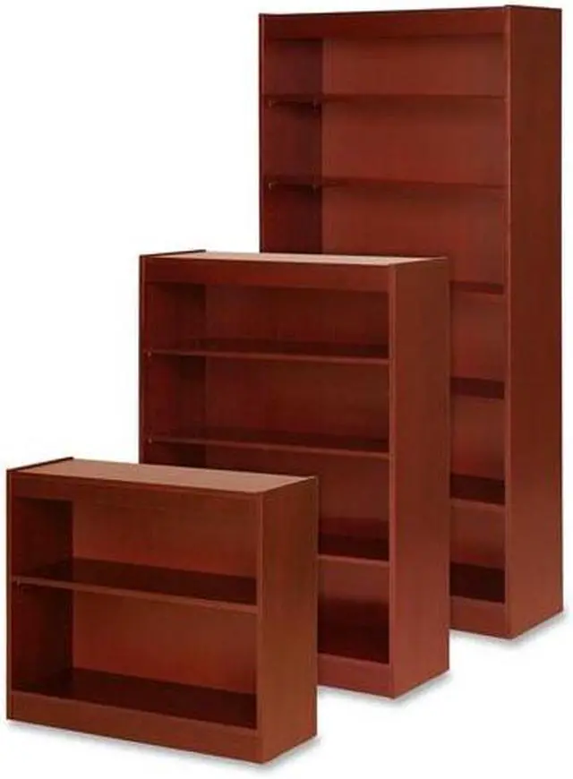 Alt view image 2 of 8 - Lorell 2 Shelf Panel Bookcase 36"x12"x30" Cherry 89050