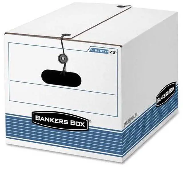 Alt view image 9 of 20 - Bankers Box STOR/FILE Extra Strength Storage Box Letter/Legal White/Blue 12/Carton 00025
