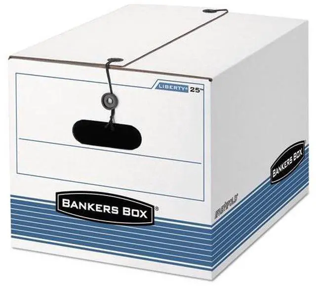 Alt view image 7 of 20 - Bankers Box STOR/FILE Extra Strength Storage Box Letter/Legal White/Blue 12/Carton 00025