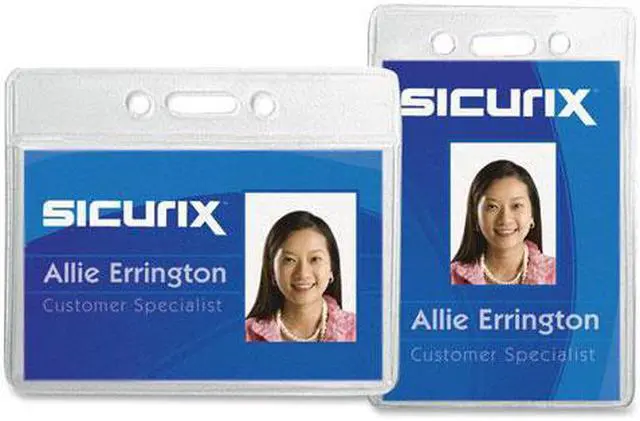 Alt view image 2 of 11 - Baumgartens Vinyl Punched ID Badge Holders - Vertical - 3.5" x 2.5" - Vinyl - 50 / Pack - Clear