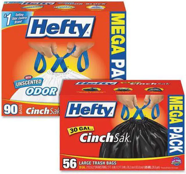 Main image of Hefty Cinchsak Trash Bags - 13 gal - 90/Box - White